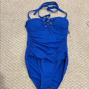 Ralph Lauren Blue Halter One Piece with Sweetheart Neckline